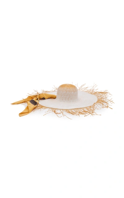 Shop Jacquemus Le Chapeau Foulard Frayed Straw Hat In Neutral