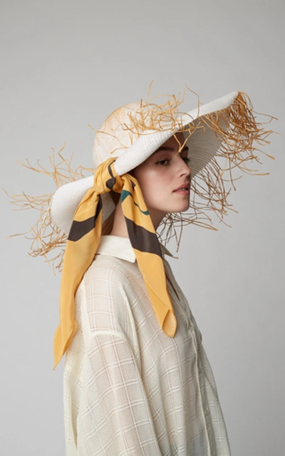 Shop Jacquemus Le Chapeau Foulard Frayed Straw Hat In Neutral