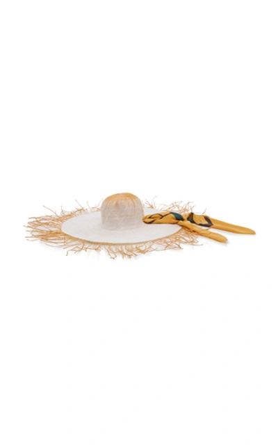 Shop Jacquemus Le Chapeau Foulard Frayed Straw Hat In Neutral