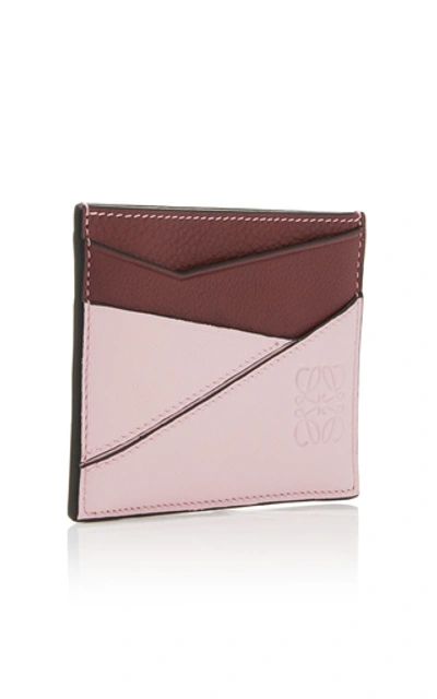 Shop Loewe Puzzle Two-tone Leather Card Holder  In Pink