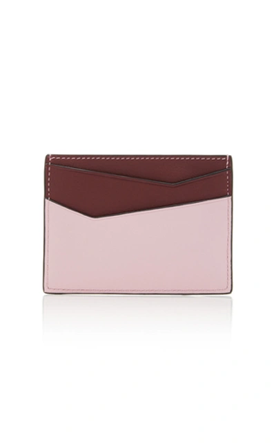 Shop Loewe Puzzle Two-tone Leather Card Holder  In Pink