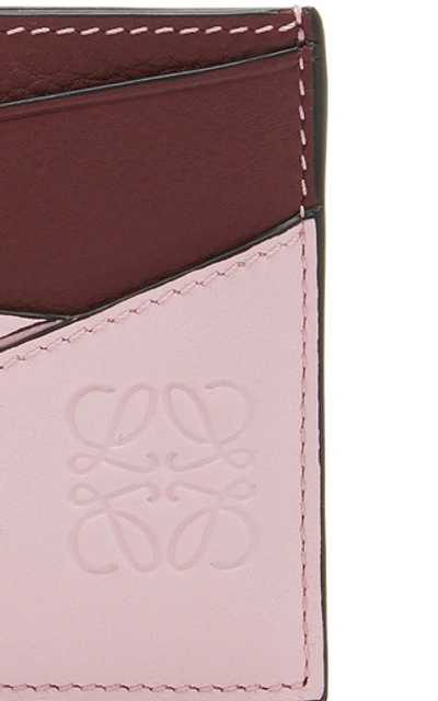 Shop Loewe Puzzle Two-tone Leather Card Holder  In Pink