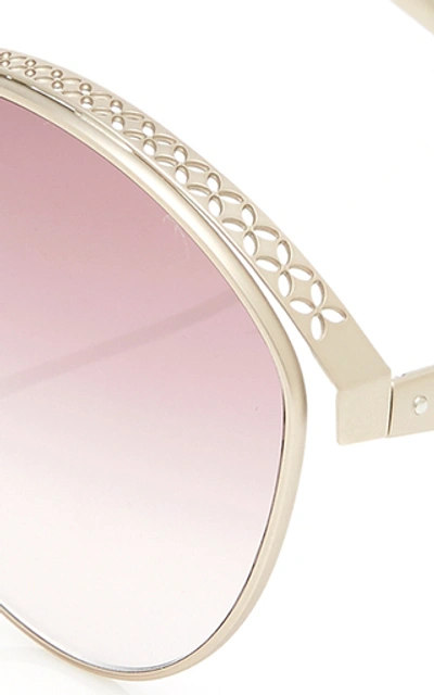 Shop Alaia Sunglasses Le Petale Round-frame Metal Sunglasses In Red