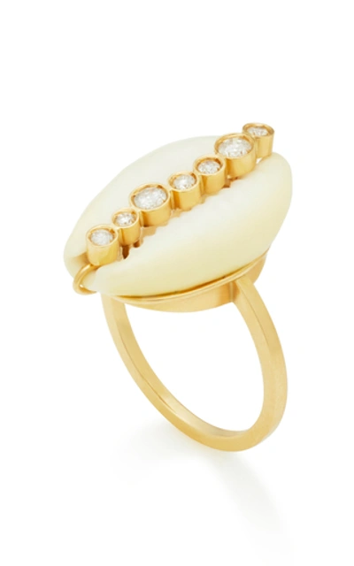 Shop Aron & Hirsch Hamar 18k Gold, Shell And Diamond Ring