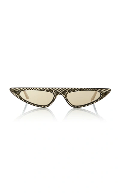 Shop Andy Wolf Florence Crystal-embellished Acetate Cat-eye Sunglas In Black