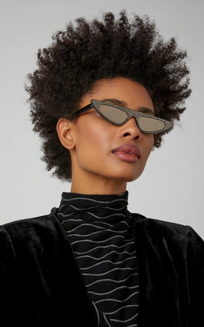 Shop Andy Wolf Florence Crystal-embellished Acetate Cat-eye Sunglas In Black