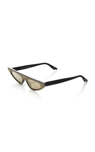 Shop Andy Wolf Florence Crystal-embellished Acetate Cat-eye Sunglas In Black