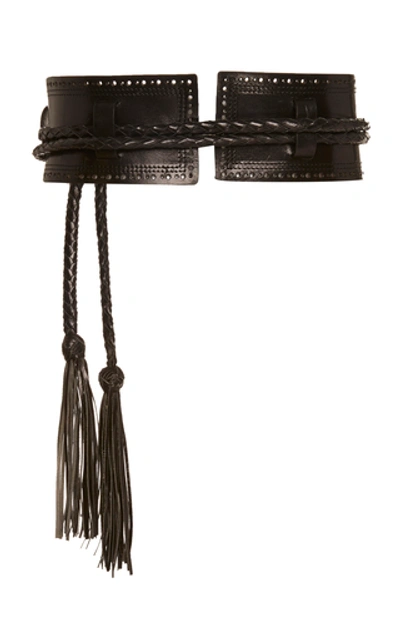 Shop Carolina Herrera Tasseled Leather Belt In Black