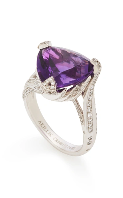 Shop Akillis 18k Gold, Amethyst And Diamond Ring In Purple