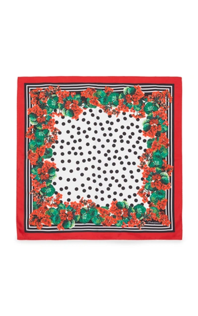 Shop Dolce & Gabbana Multi-print Silk-twill Scarf In Red
