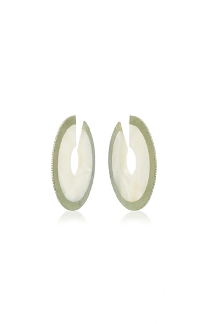 Shop Arunashi One-of-a-kind Mother-of-pearl And Diamond Earrings In White