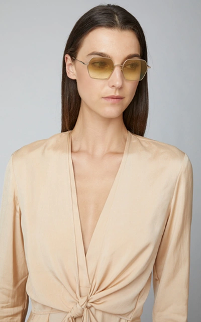 Shop Peter And May Moon Square-frame Titanium Sunglasses In Yellow