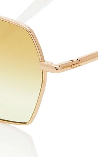 Shop Peter And May Moon Square-frame Titanium Sunglasses In Yellow