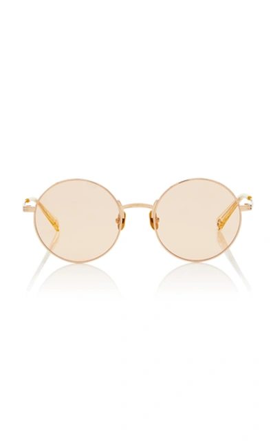 Shop Peter And May Daisy Round-frame Titanium Sunglasses In Pink