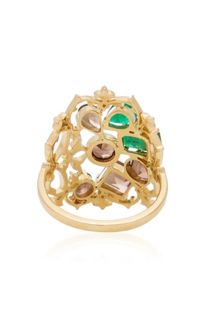 Shop Donna Hourani Harmony 18k Gold, Quartz And Emerald Ring