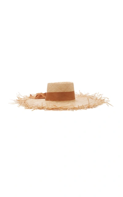 Shop Avenue Davis Frayed Straw Sun Hat In Neutral