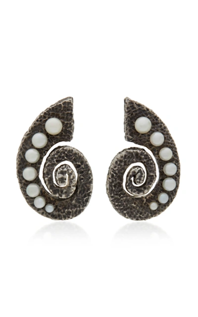 Shop Sorab & Roshi Scroll Sterling Silver, 18k Gold And Pearl Earrings In Multi