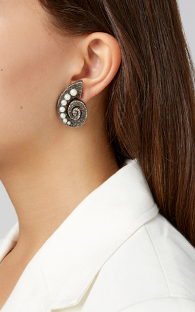 Shop Sorab & Roshi Scroll Sterling Silver, 18k Gold And Pearl Earrings In Multi