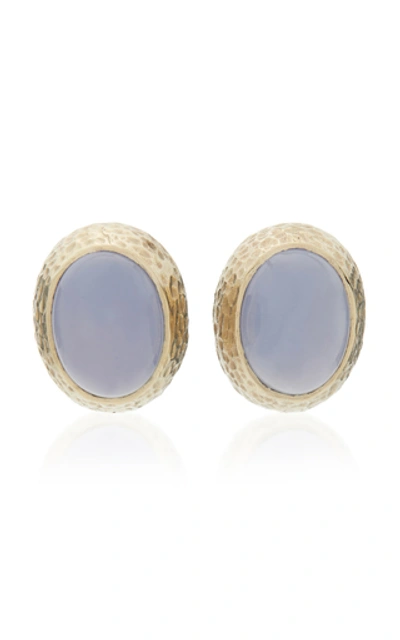 Shop Sorab & Roshi Hammered 18k Gold And Chalcedony Earrings In Multi