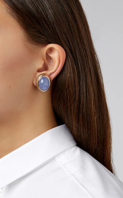 Shop Sorab & Roshi Hammered 18k Gold And Chalcedony Earrings In Multi
