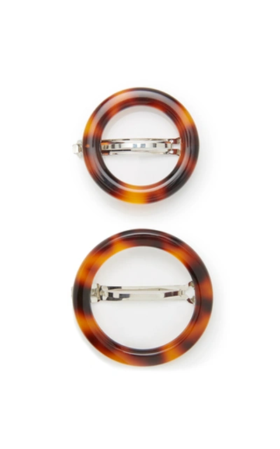 Shop Cult Gaia Set-of-two Ria Tortoiseshell Acetate Hairclips In Print