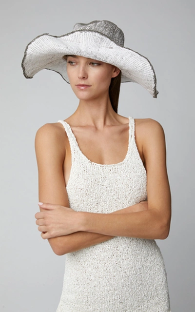 Shop Clyde Wide-brimmed Straw Sun Hat In Black/white