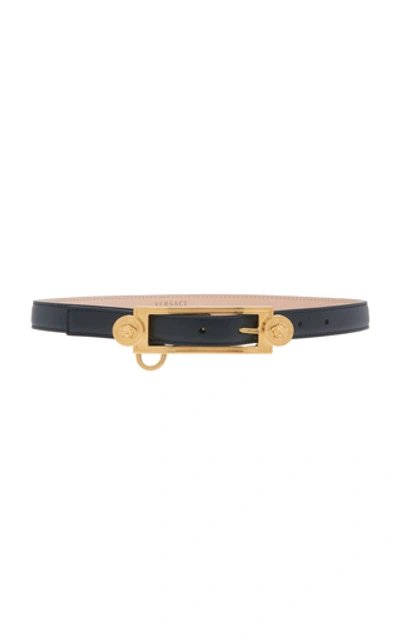 Shop Versace Coin-detailed Leather Belt  In Black