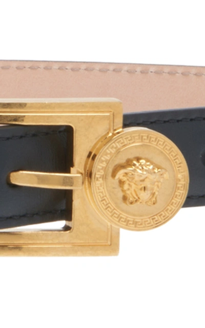 Shop Versace Coin-detailed Leather Belt  In Black