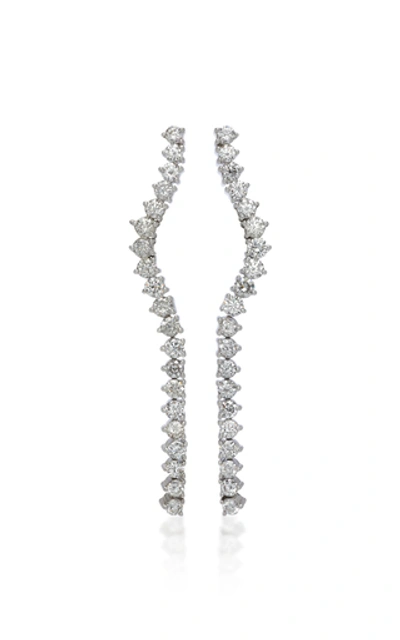Shop Lynn Ban Jewelry Rivulet Sterling Silver And Diamond Earrings In White