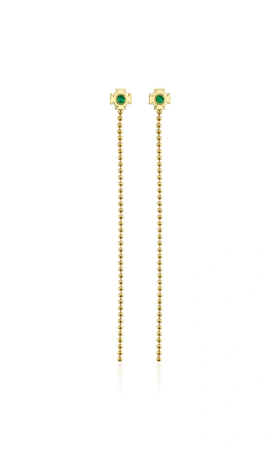 Shop Ark 18k Gold Emerald Earrings In Green