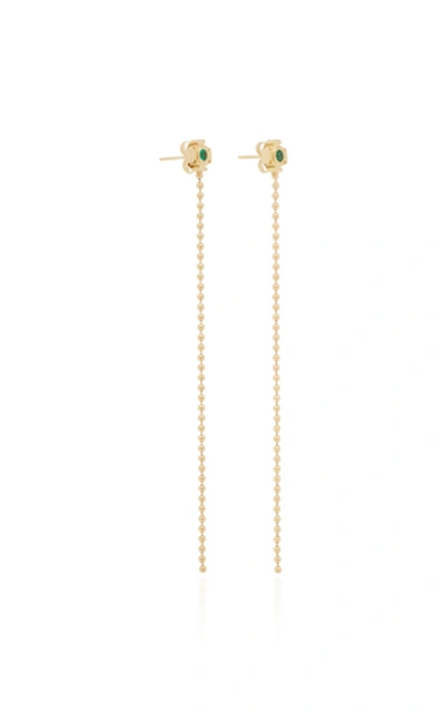 Shop Ark 18k Gold Emerald Earrings In Green