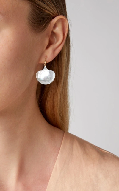 Shop Annette Ferdinandsen Mother Of Pearl Ginkgo Leaf Earring In White