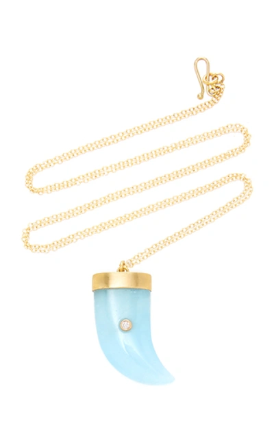 Shop Annette Ferdinandsen Aquamarine Amazon Claw Pendant In Blue