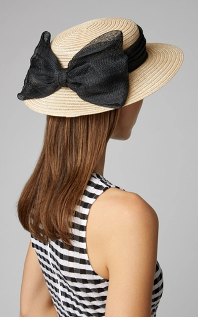 Shop Eugenia Kim Brigitte Bow-detailed Straw Boater In Neutral