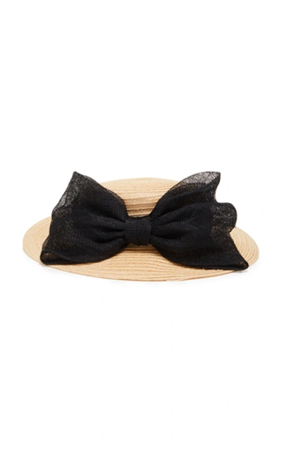 Shop Eugenia Kim Brigitte Bow-detailed Straw Boater In Neutral