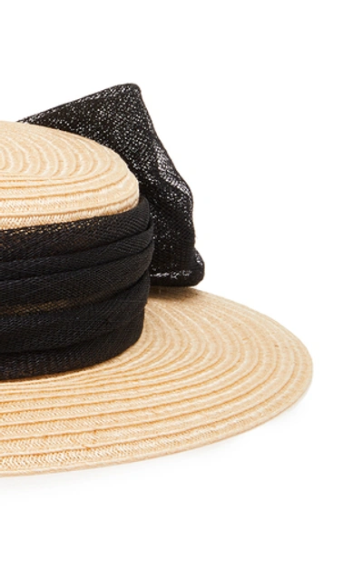 Shop Eugenia Kim Brigitte Bow-detailed Straw Boater In Neutral