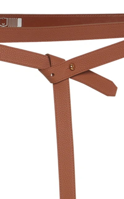Shop Agnona Double Wrap Knot Belt With Metal Tip In Brown