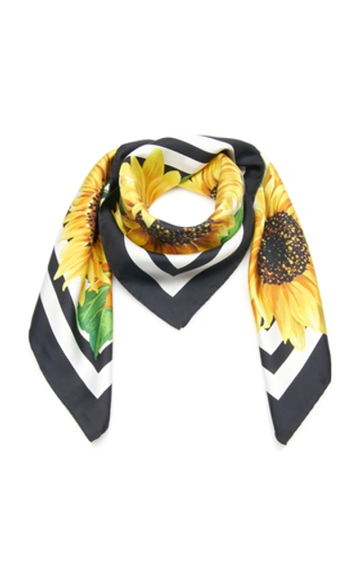Shop Dolce & Gabbana Floral-print Silk Scarf