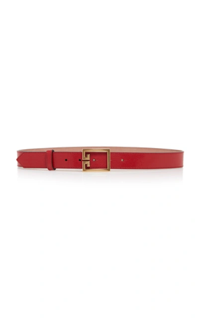 Shop Givenchy Gold-tone Leather Belt In Red