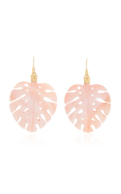 Shop Annette Ferdinandsen Mother Of Pearl Palm Leaf Earring In Pink