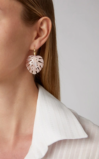 Shop Annette Ferdinandsen Mother Of Pearl Palm Leaf Earring In Pink