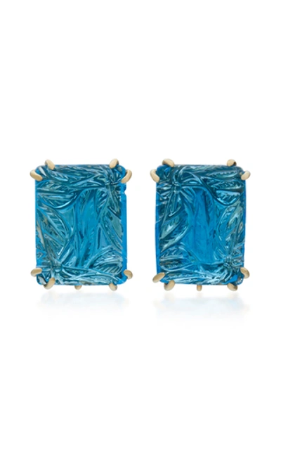 Shop Sorab & Roshi 18k Gold And Topaz Earrings In Blue