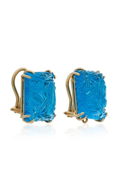 Shop Sorab & Roshi 18k Gold And Topaz Earrings In Blue