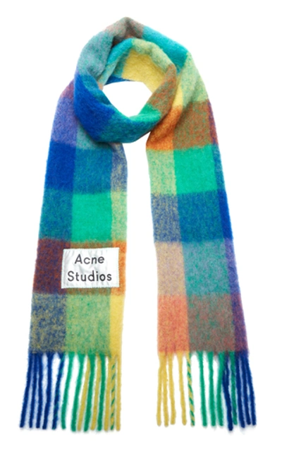 Shop Acne Studios Valley Checkered Wool-blend Scarf In Multi