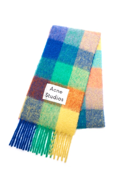 Shop Acne Studios Valley Checkered Wool-blend Scarf In Multi