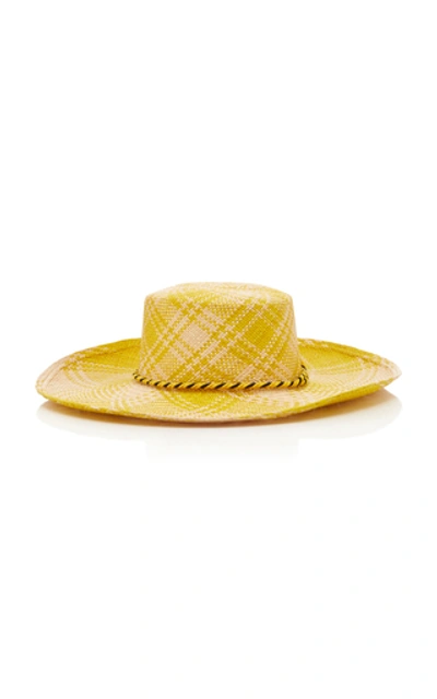 Shop Sensi Studio Exclusive Cordovez Plaid Straw Hat In Yellow