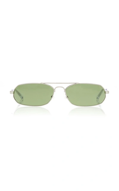 Shop Balenciaga Round-frame Metal Sunglasses In Green