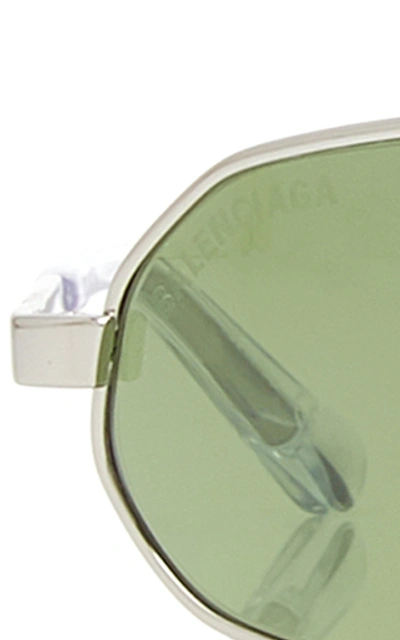 Shop Balenciaga Round-frame Metal Sunglasses In Green