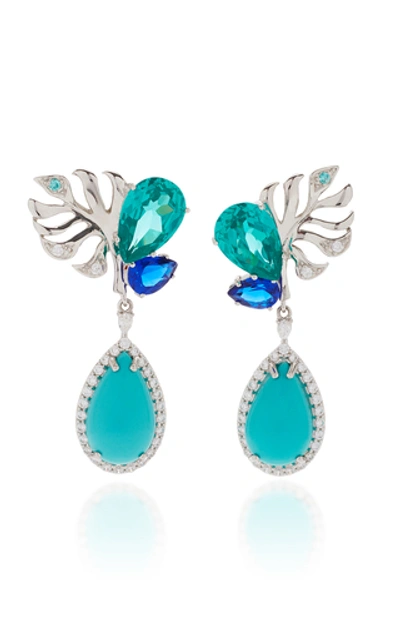 Shop Anabela Chan Women's Exclusive Palm 18k White Gold Multi-stone Earrings In Blue