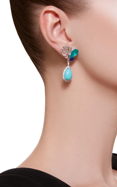 Shop Anabela Chan Women's Exclusive Palm 18k White Gold Multi-stone Earrings In Blue
